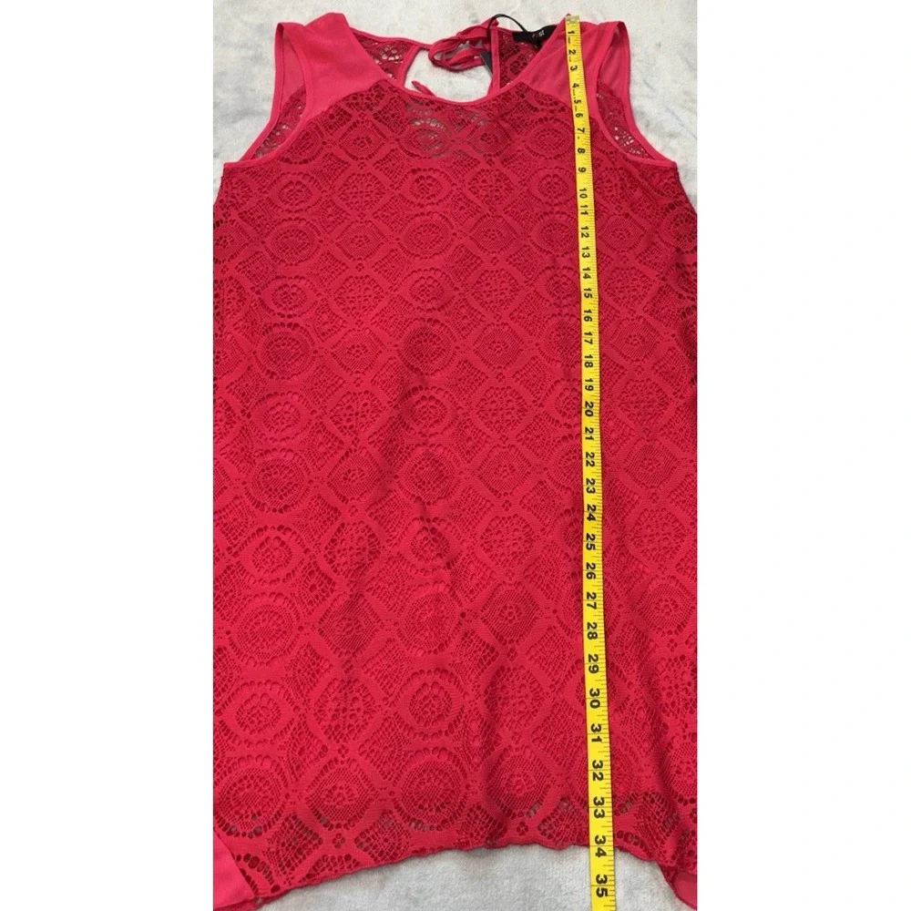 Yest Lace‎ Overlay Sheath Dress Size 6 Pink Handkerchief Hem Sleeveless Festival